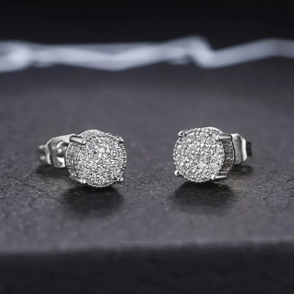 Silver Iced Out Zircon Earrings - Picture 2 of 6